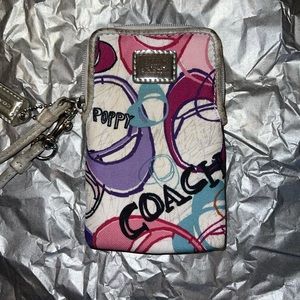 COACH Poppy Metallic Cell Phone Wallet Wristlet Pouch